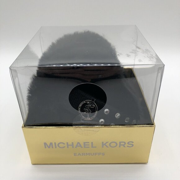 Michael Kors Ear Muffs Faux Fur Size O/S Blk With Diamond  Color Studs-CS6 - Picture 1 of 2